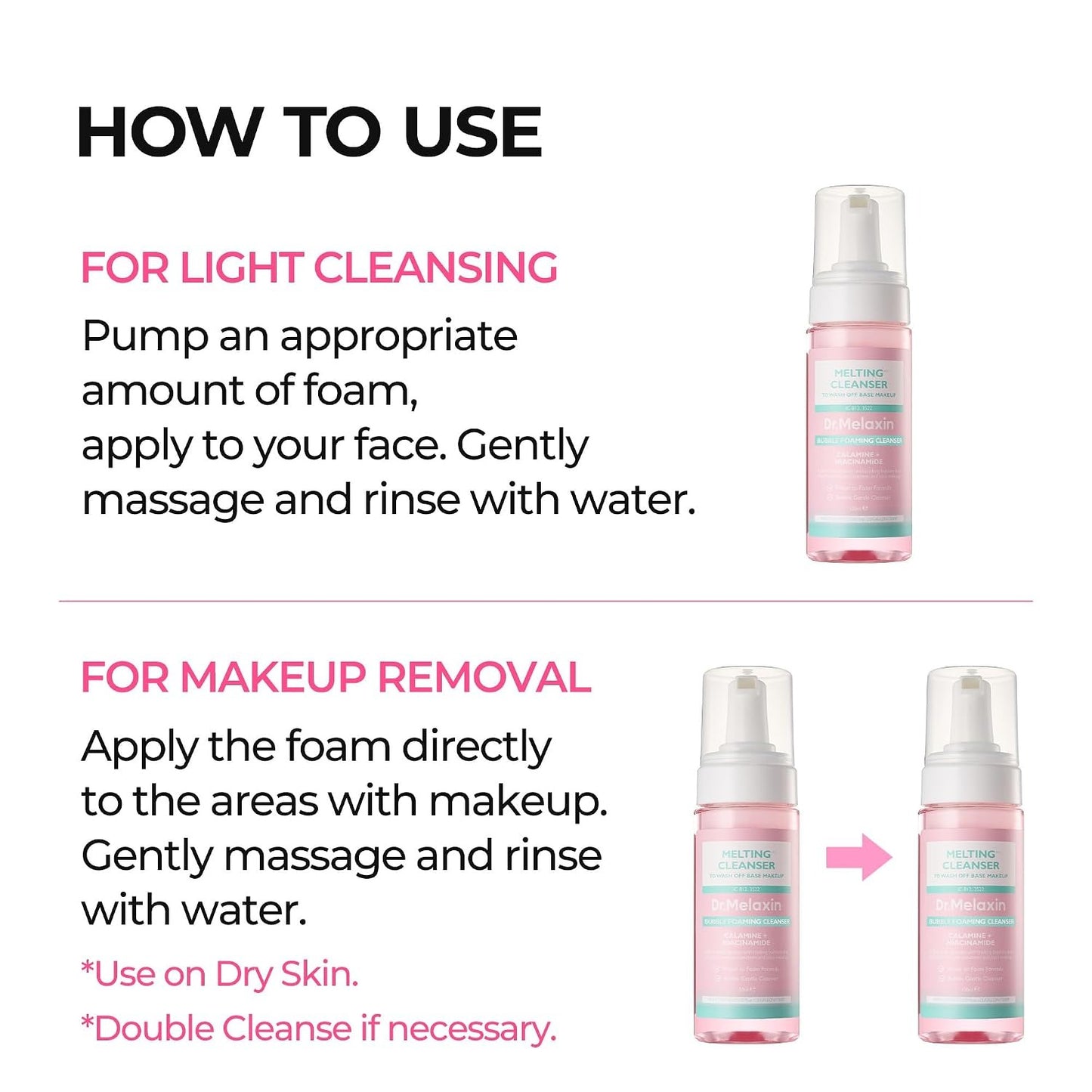 Dr. Melaxin Melting Bubble Cleanser – 2-in-1 Makeup Remover + Face Wash